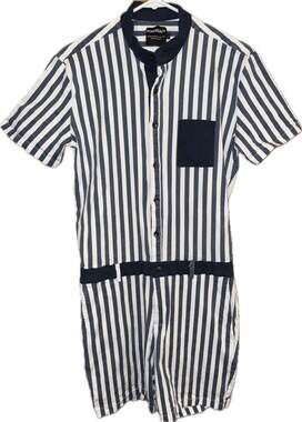 Romperjack Men's The Hampton Blue and White Nautical Striped Romper Jumpsuit
